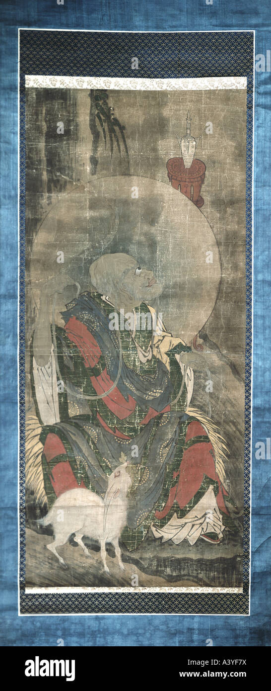 Beaux-arts, les pays, au Japon, peinture, Luohan, élève de Bouddha, période Ashikaga, 14e - 16e siècle, Stolper Galeries, Munich, Banque D'Images