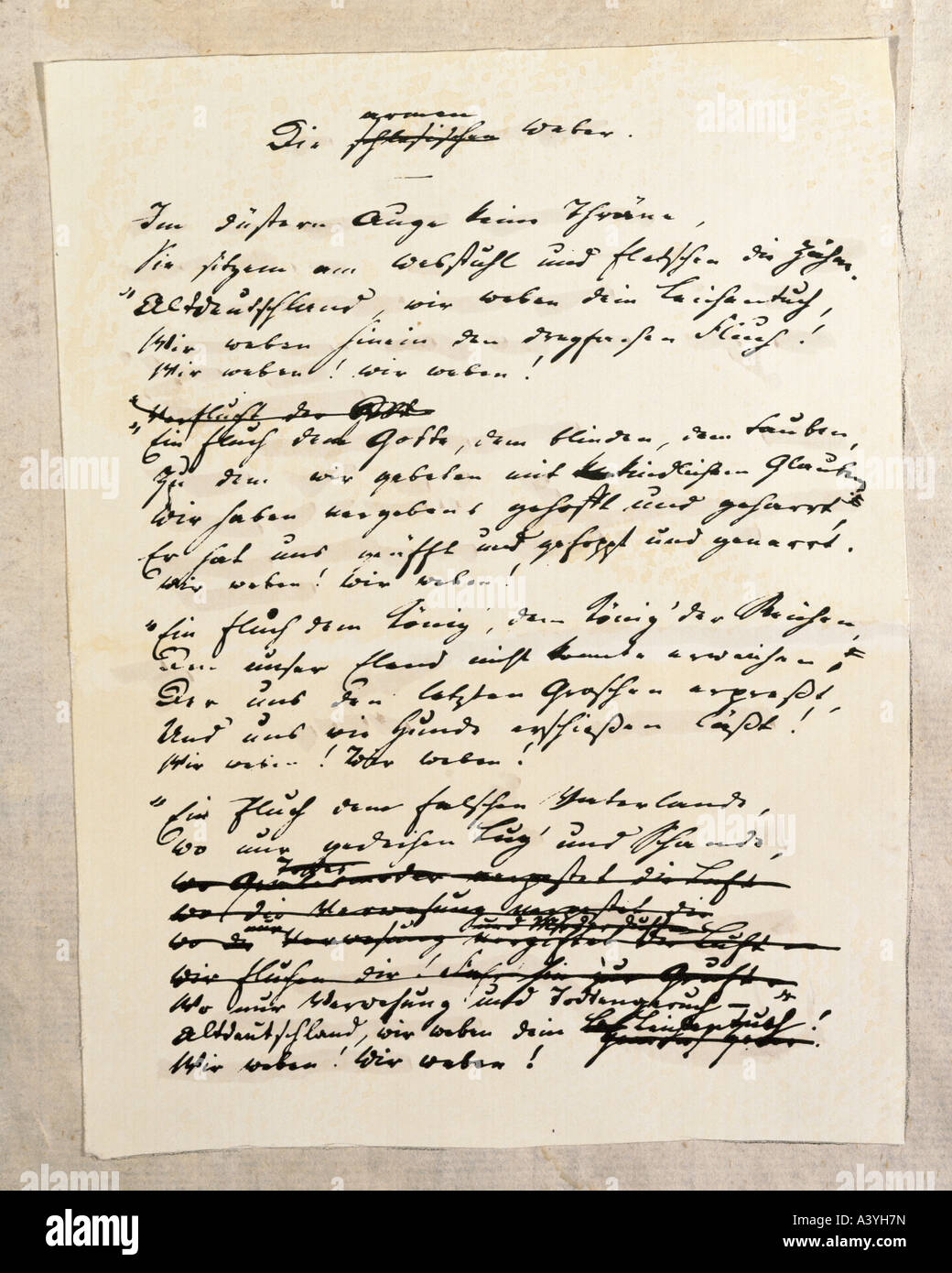'Heine, Heinrich, 13.12.1797 - 17.2.1856, l'auteur allemand / écrivain, manuscrit, concept, poème, 'Die armen Weber', ('Les pauvres nous Banque D'Images
