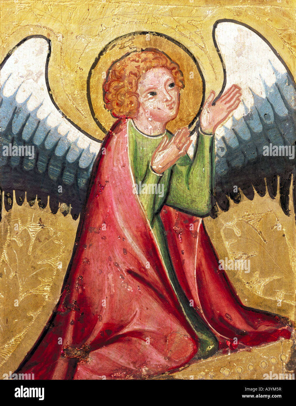 'Fine Arts, art religieux, anges, priant "angel", peinture, Allemagne, vers 1330, huile sur panneau, musée national bavarois, son Banque D'Images