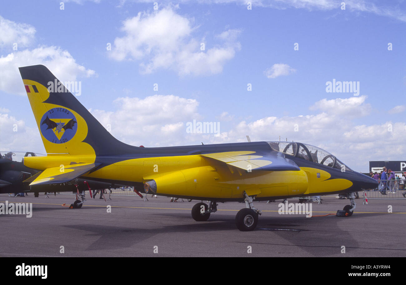 Dassault Breguet Dornier Alpha Jet jaune bleu Peinture Banque D'Images