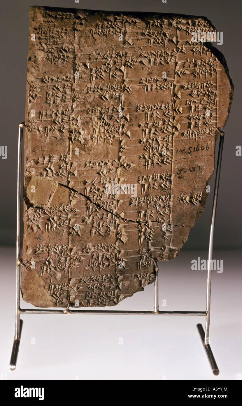 Écriture, script, écriture cuneiform, Babylonian, comprimé d'argile, document de Shaduppim (Hermel), 2ème moitié 2ème millénaire avant J.-C., Musée National irakien Bagdad, Mésopotamie, Babylonia, Vieux Babylonian, monde ancien, historique, ancien monde, ancien, Banque D'Images