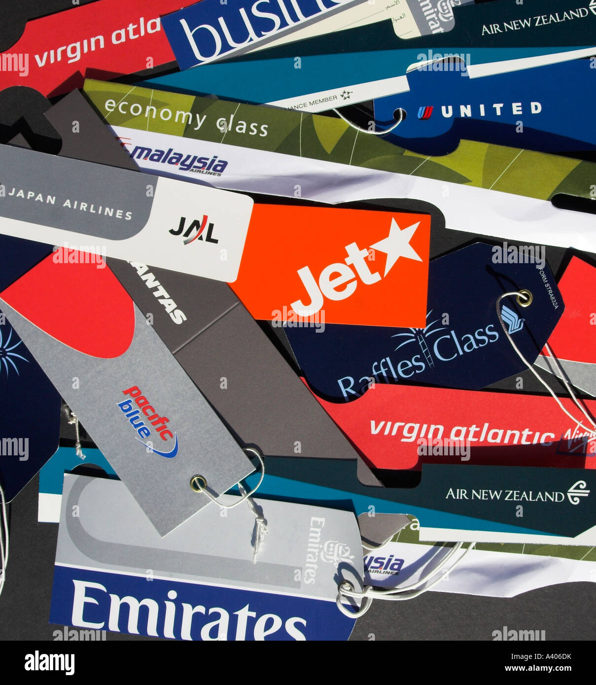 Les étiquettes d'identification des bagages. Banque D'Images
