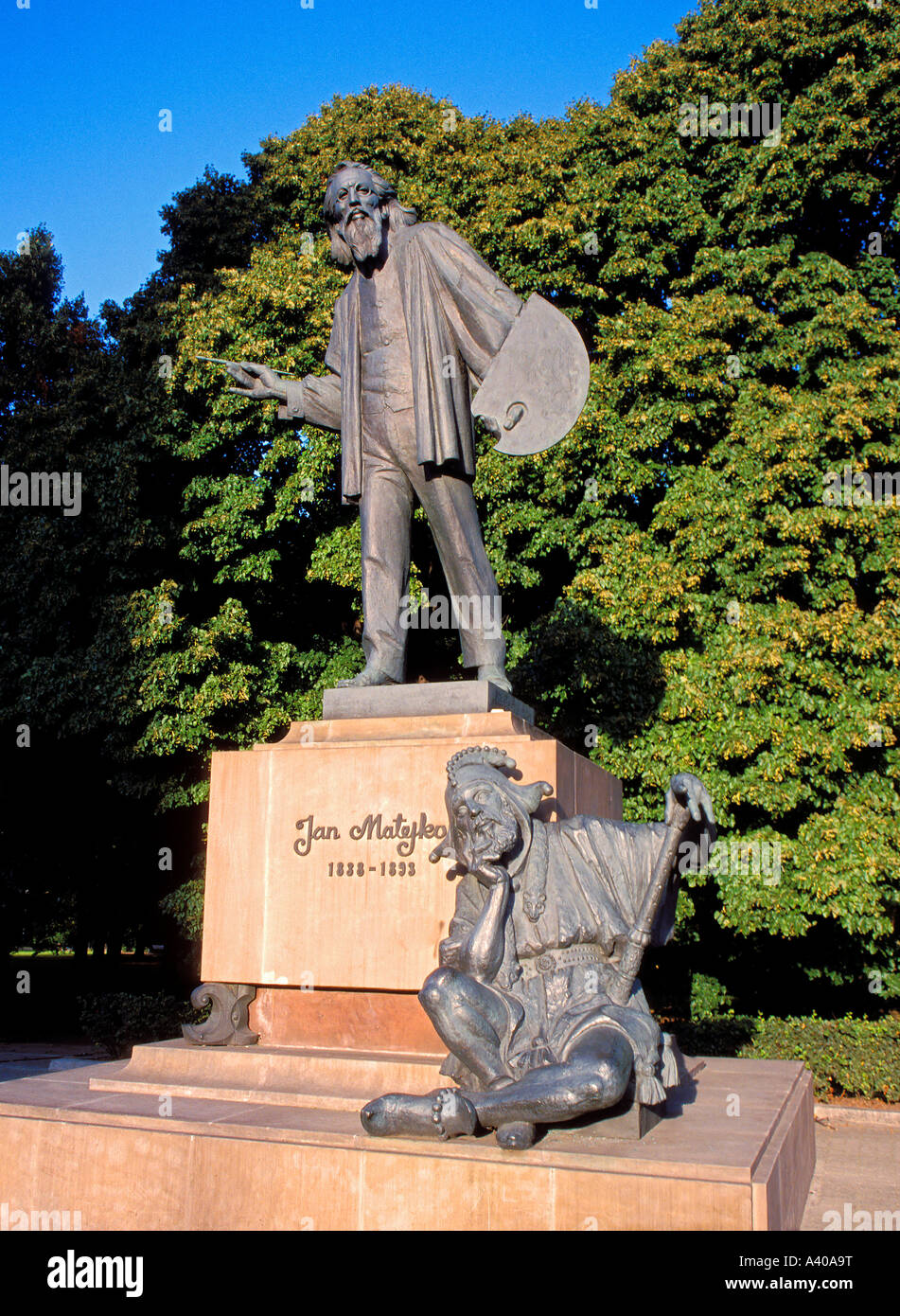 Monument de Varsovie Pologne polonais Jan Matejko peintre plus prestigieux 18381893 Stanczyk a été un fou du roi Sigismond I Banque D'Images