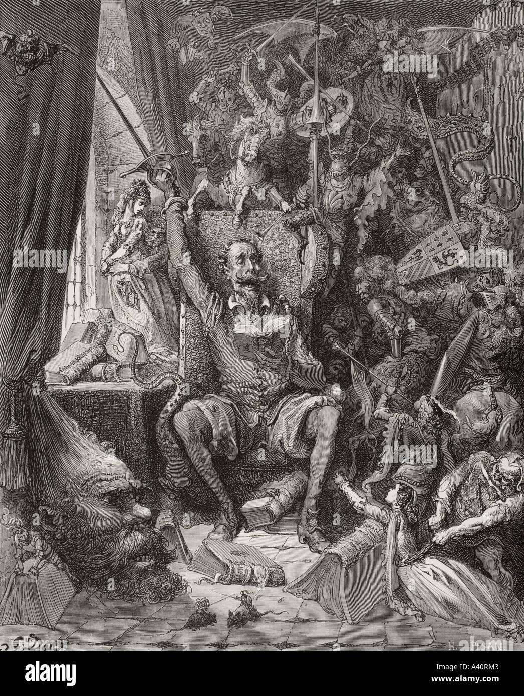 Illustration par Gustave Dore de Don Quichotte Banque D'Images