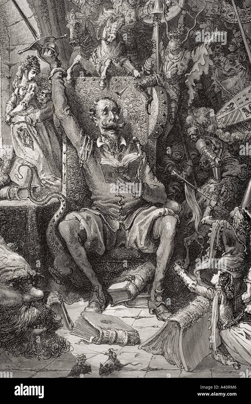 Illustration par Gustave Dore de Don Quichotte Banque D'Images