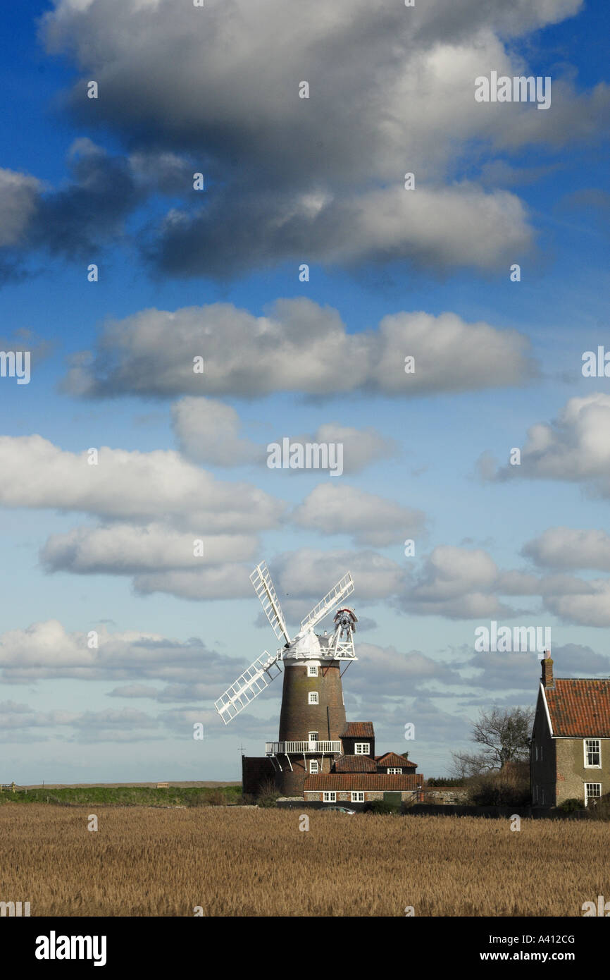 Le CLAJ moulin et roselière Norfolk UK Février Banque D'Images