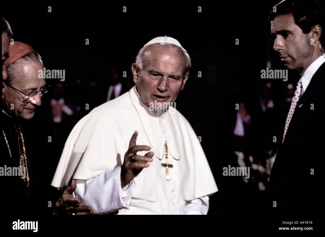 Le Pape Jean Paul II Visite Detroit Banque D'Images