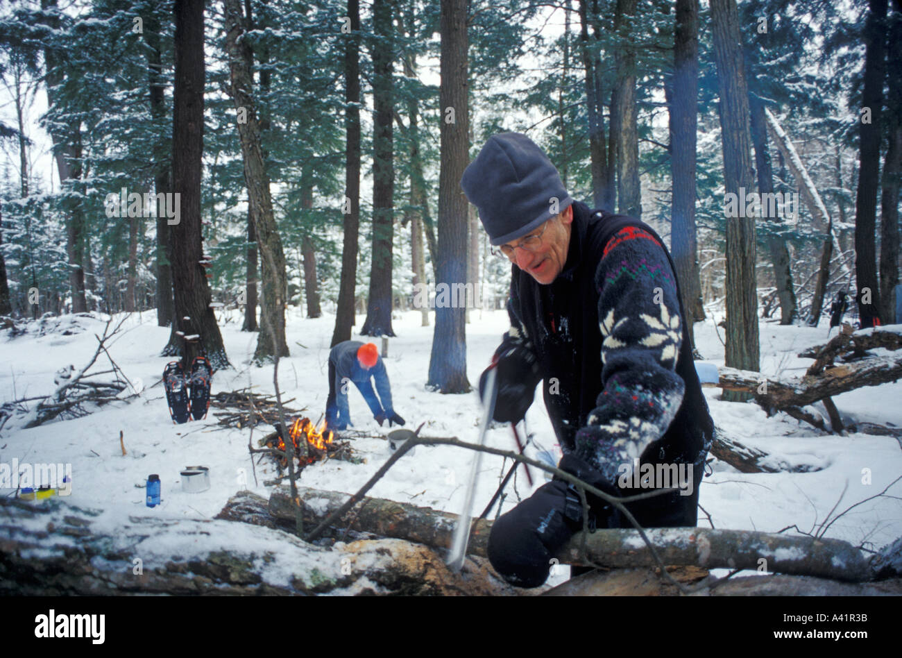 Le camping d'hiver dans la Péninsule Supérieure du Michigan Banque D'Images