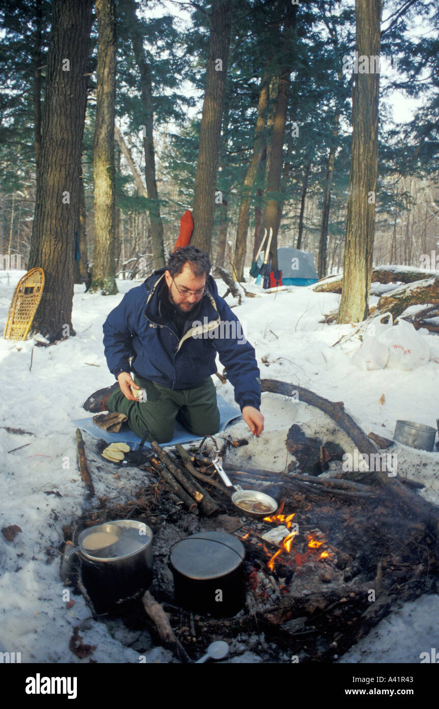 Le camping d'hiver dans la Péninsule Supérieure du Michigan Banque D'Images