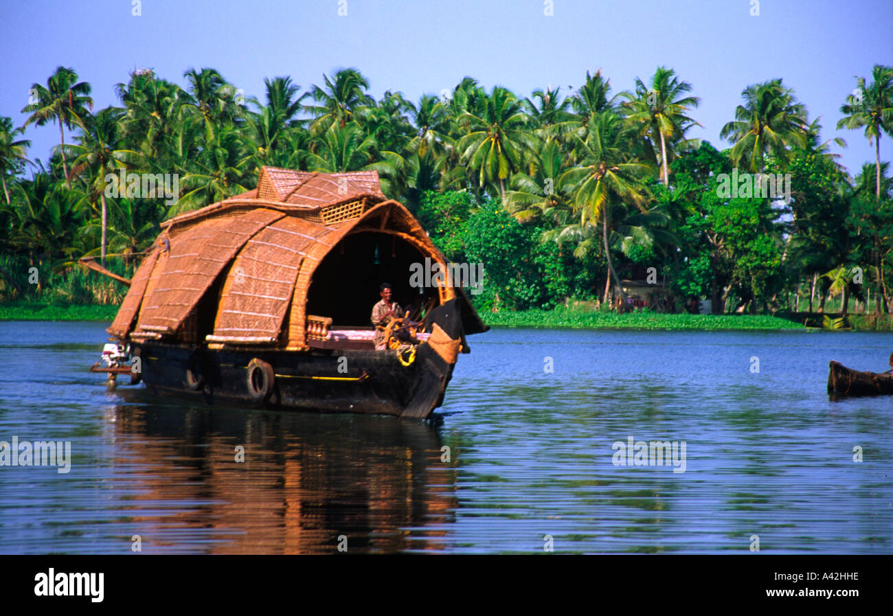 L'Inde Kerala backwaters en bateau maison Banque D'Images