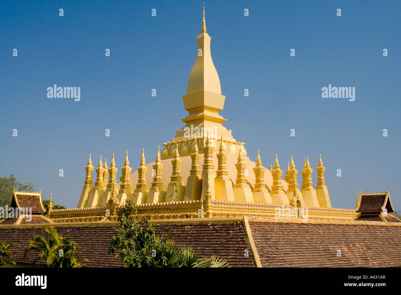 Wat That Luang Vientiane Laos Banque D'Images