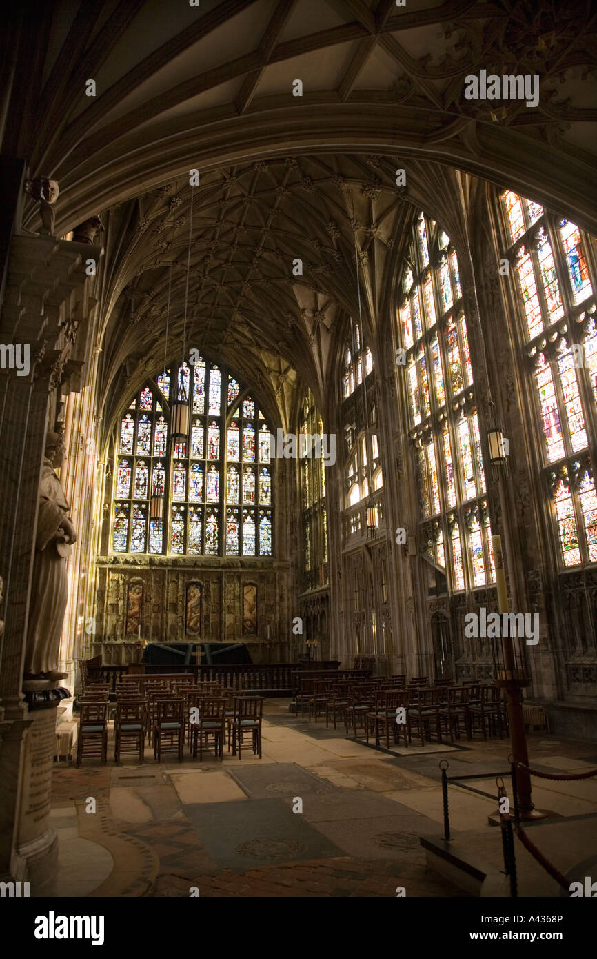 Intérieur à l'intérieur de la cathédrale Lady Chapel Gloucester, Gloucestershire, Royaume-Uni. Banque D'Images