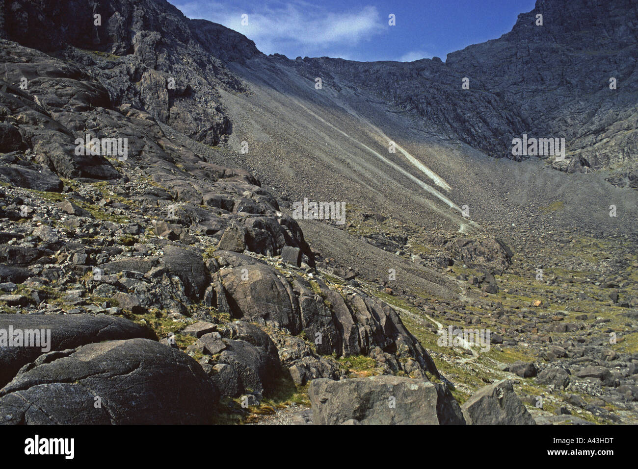 Coire Lagan. Cuillin noires, Ile de Skye, Ecosse, Hébrides intérieures, le Royaume-Uni, l'Europe. Banque D'Images