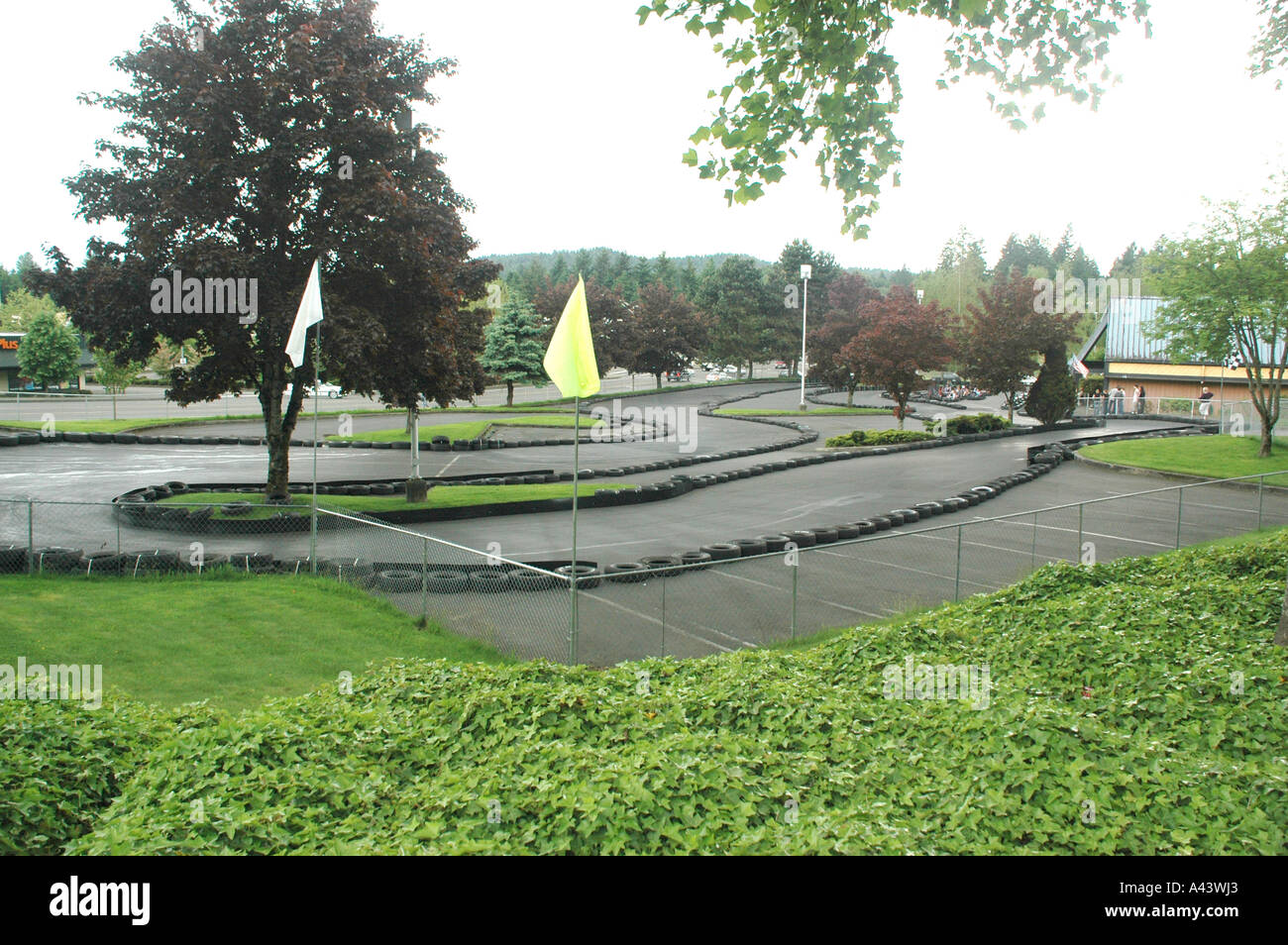 Une large vue de la Cours de Sports Motorisés Karting Banque D'Images