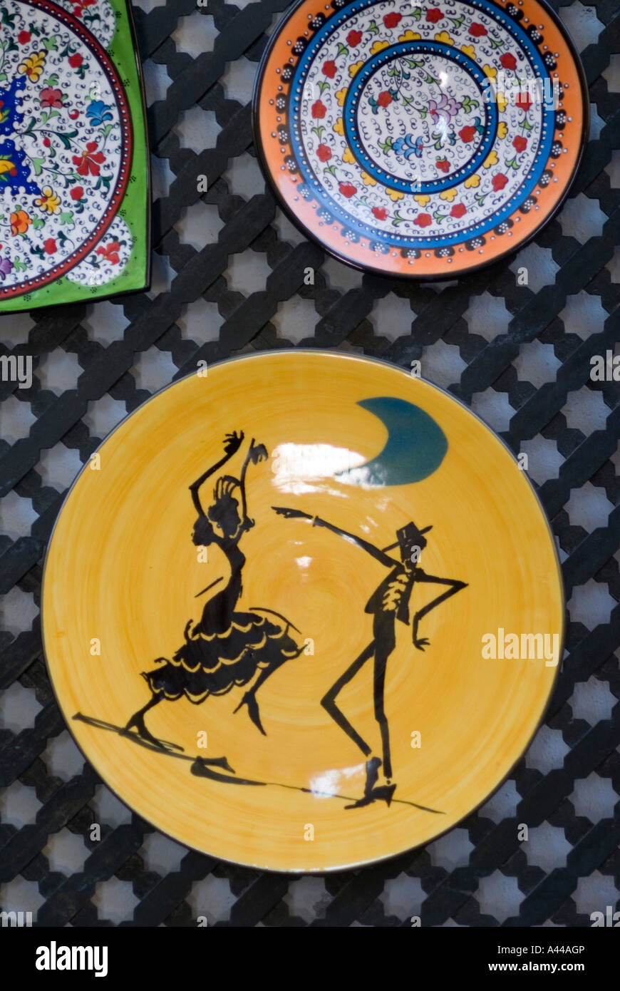 Plaque d'espagnol à la vente avec la conception de flamenco Banque D'Images