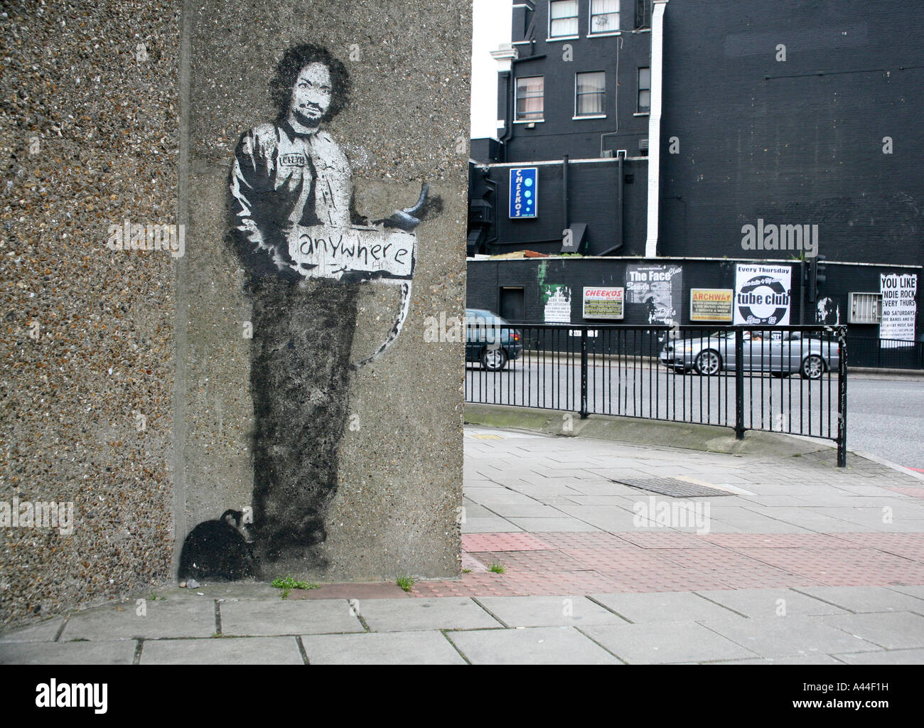 Art Banksy intitulé Anywhere, Archway, Londres, Angleterre Banque D'Images