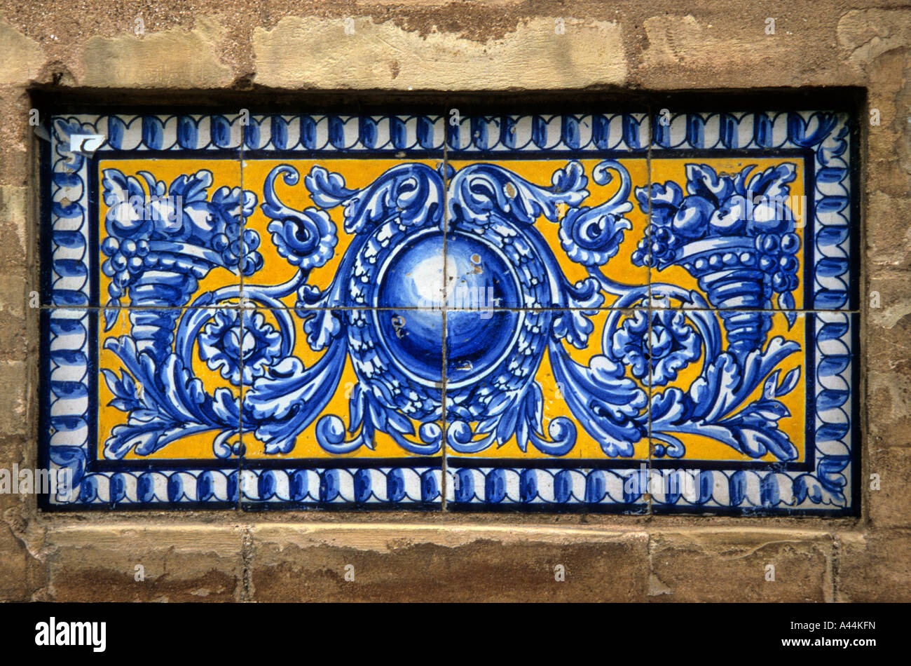 Carreau décoratif mural en Séville Andalousie Espagne Europe Banque D'Images