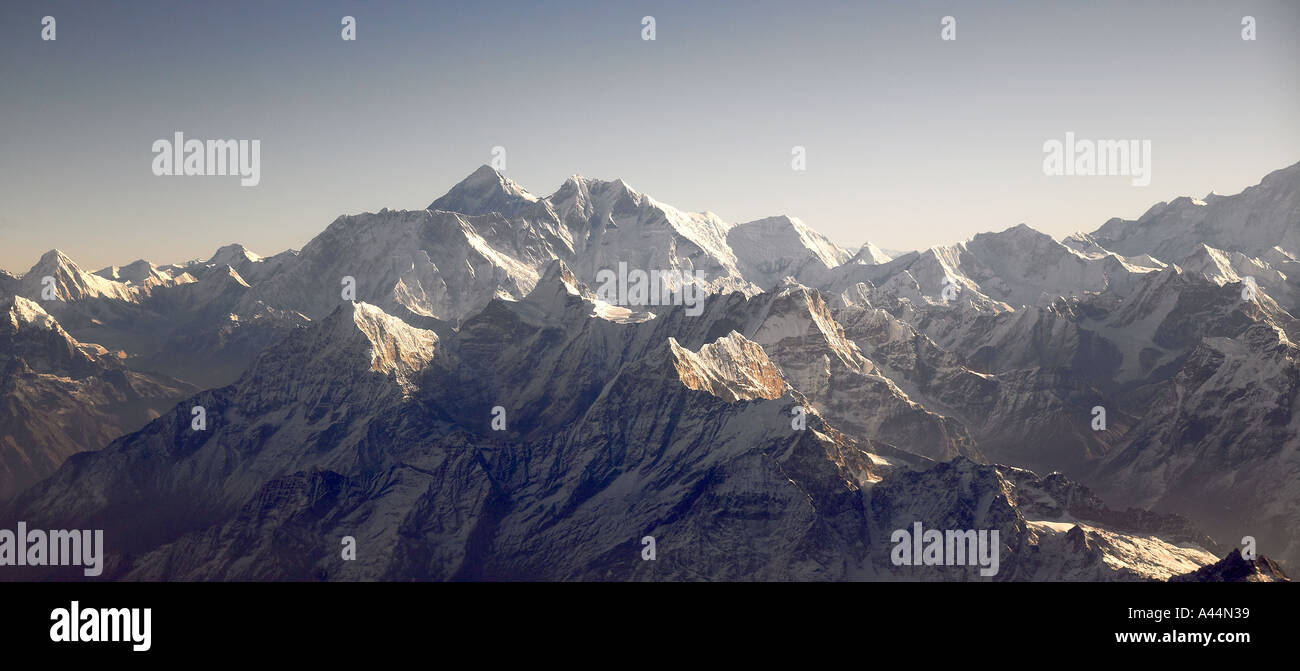 Vue Aérienne Du Mont Everest Et La Chaîne De Montagnes De L