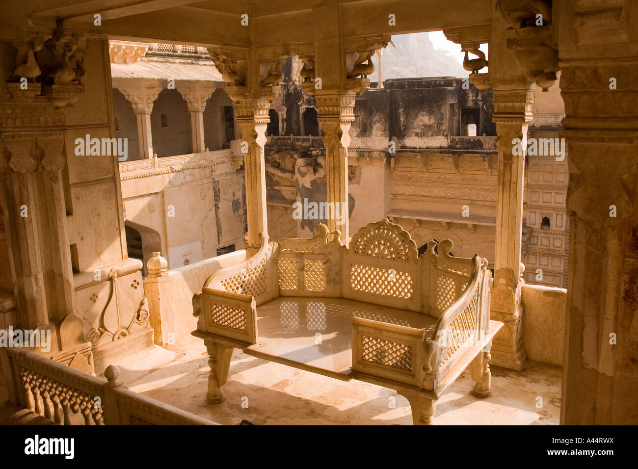 Inde Rajasthan Bundi Garh Palace de marbre trône l'auditoire Banque D'Images