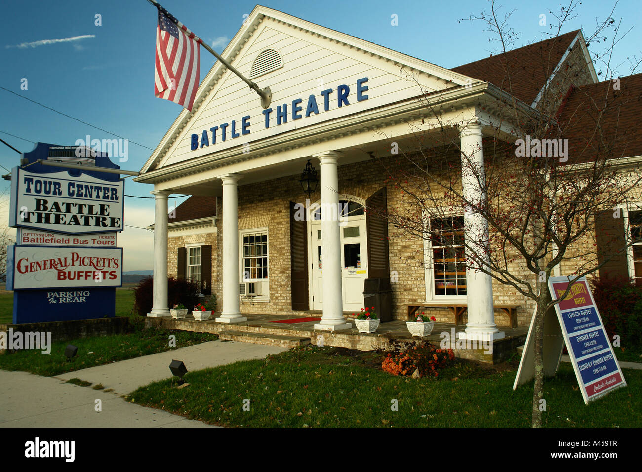 AJD53454, Gettysburg, PA, Pennsylvanie, Bataille Théâtre, Tour Centre, le général Pickett's Buffets Banque D'Images
