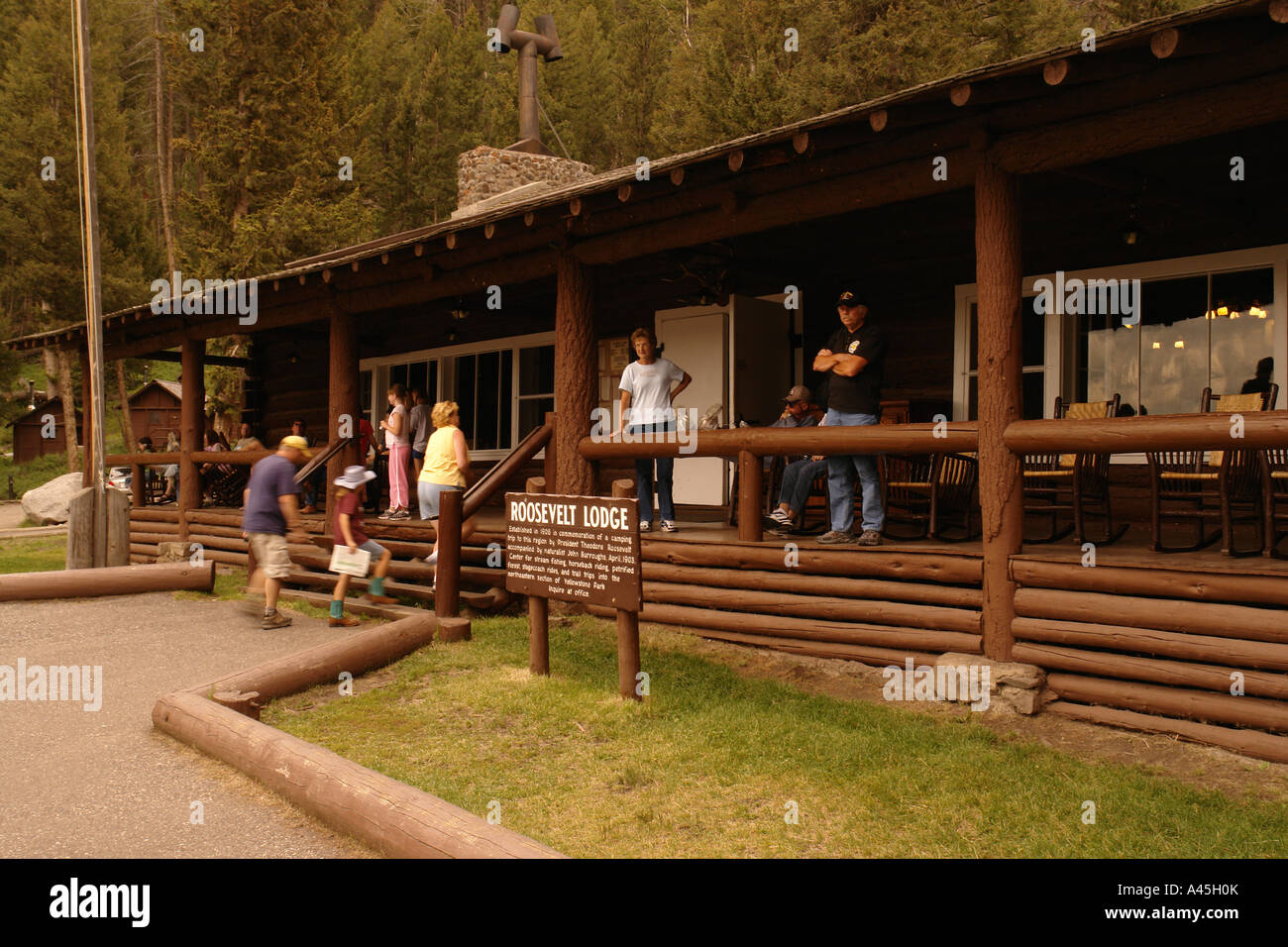 AJD57114, le Parc National de Yellowstone, WY, Wyoming, Tower-Roosevelt, Roosevelt Lodge Banque D'Images