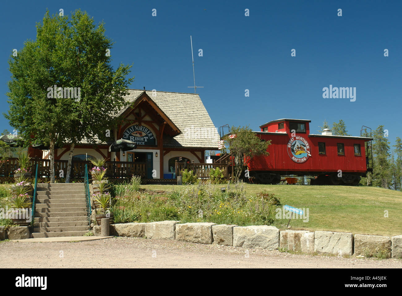 AJD56565, West Glacier, MT, Montana, Great Northern Resort Banque D'Images