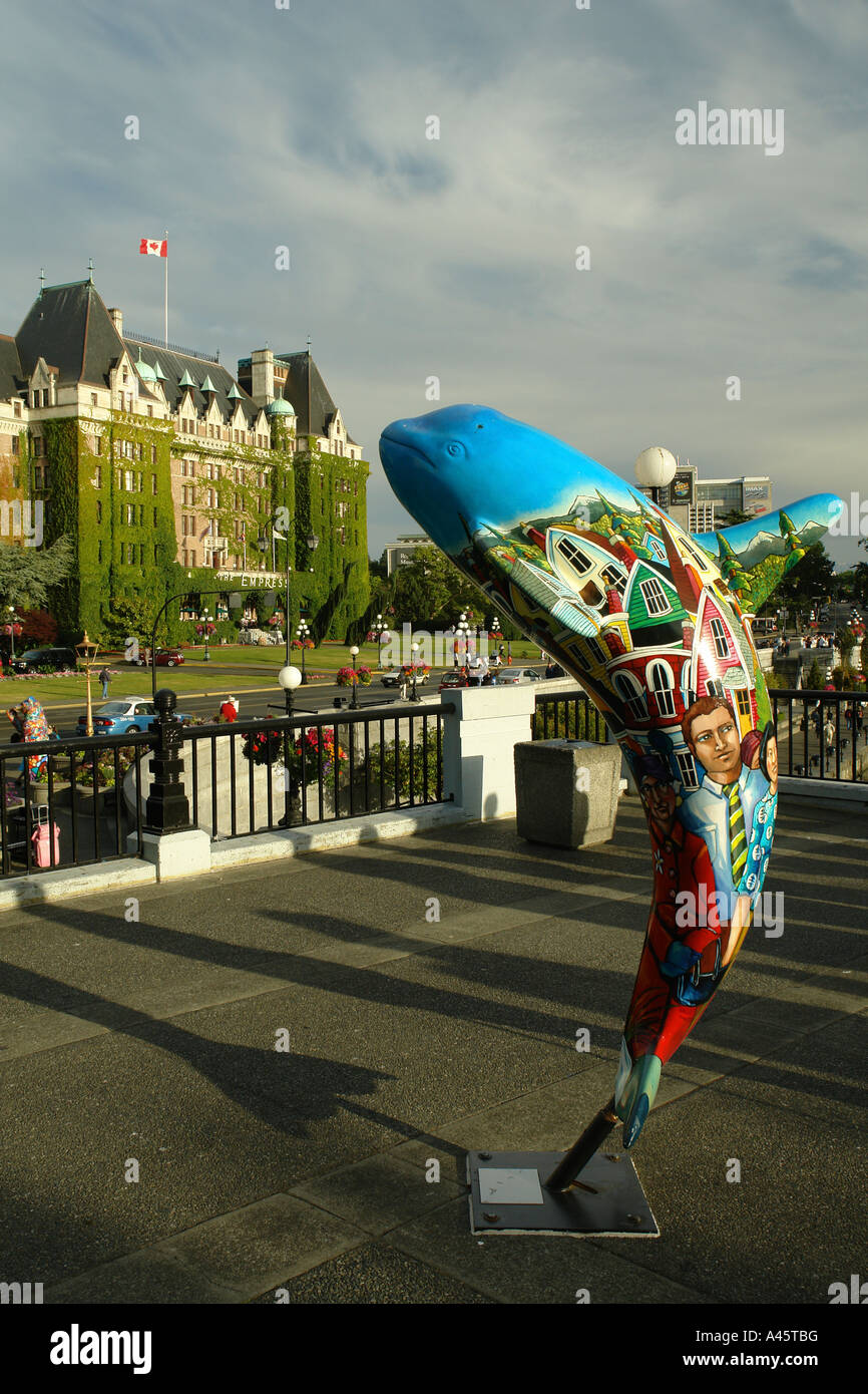 AJD55616, Victoria, Colombie-Britannique, Canada, île de Vancouver, du port, l'hôtel Empress, waterfront, Orcas Banque D'Images