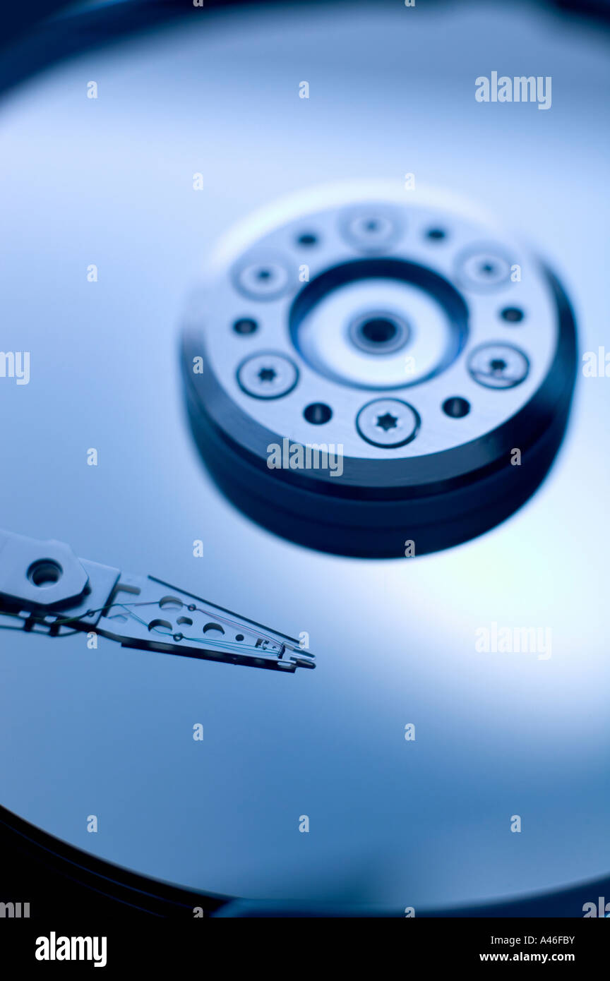 Intérieur d'un disque dur d'ordinateur Banque D'Images