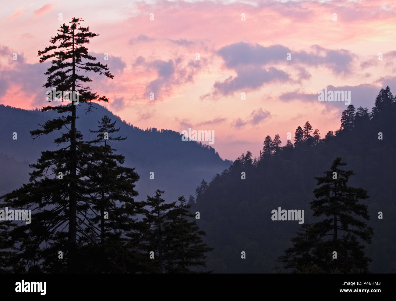 Coucher de Great Smoky Mountains National Park Utah Banque D'Images