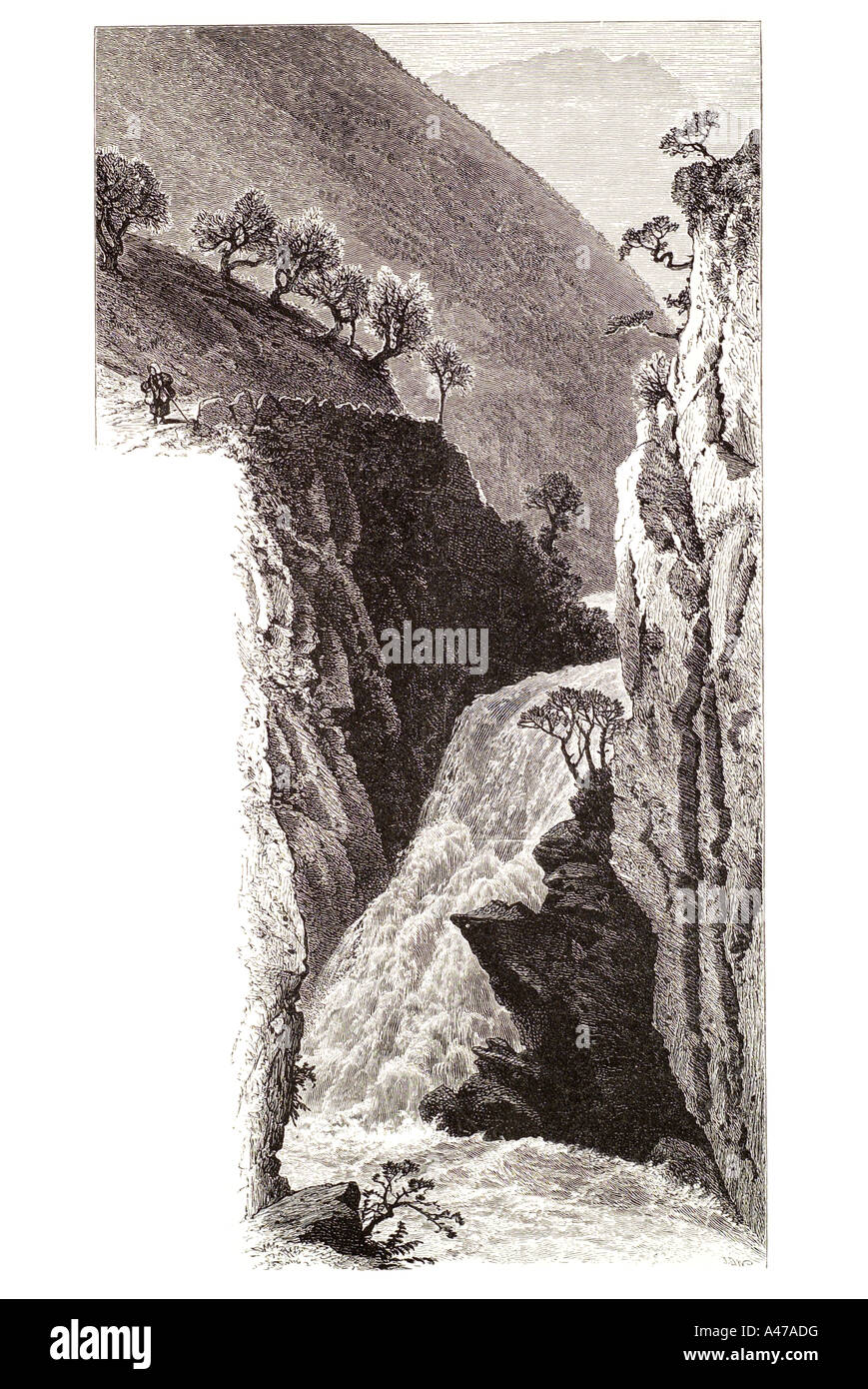 Leirdal sognefjell nordique norvégien Norvège Scandinavie valley mountain waterfall cascade torrent river gorge voie chemin bois Banque D'Images