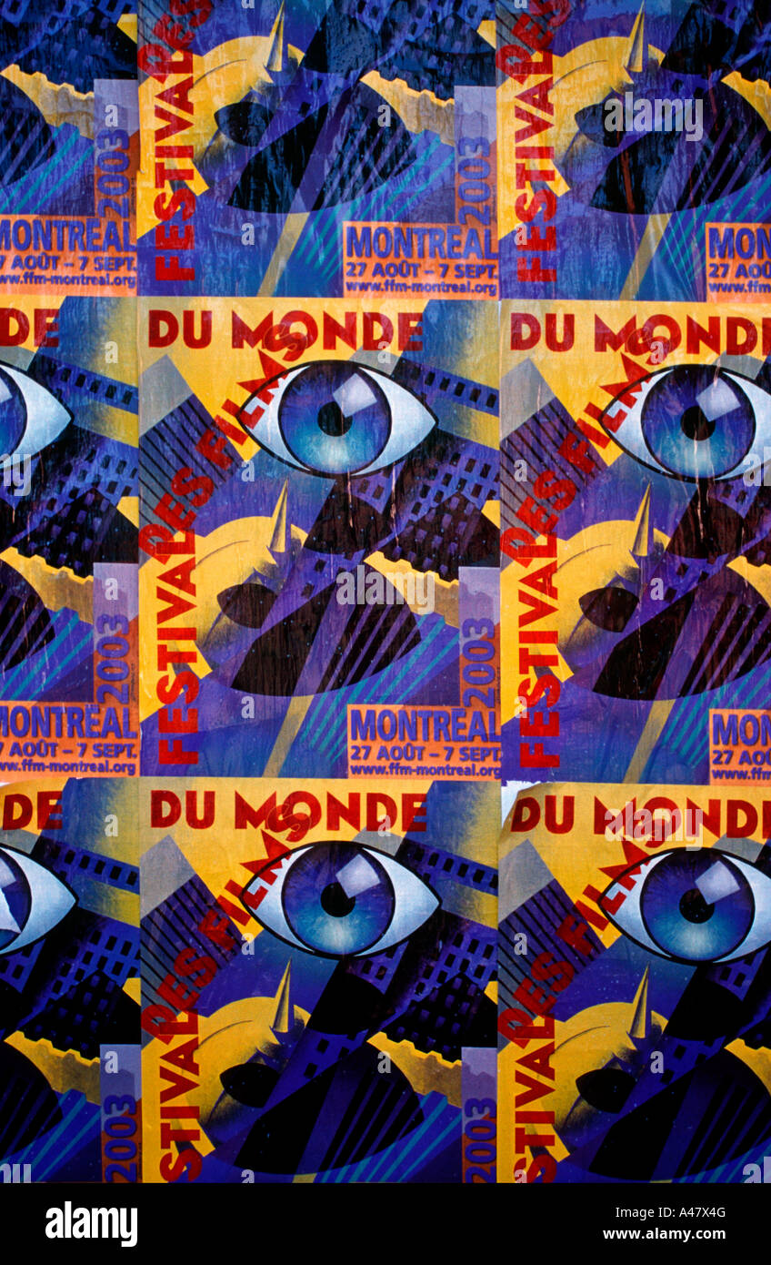 Des affiches annonçant le Festival International du Film de Montréal Banque D'Images