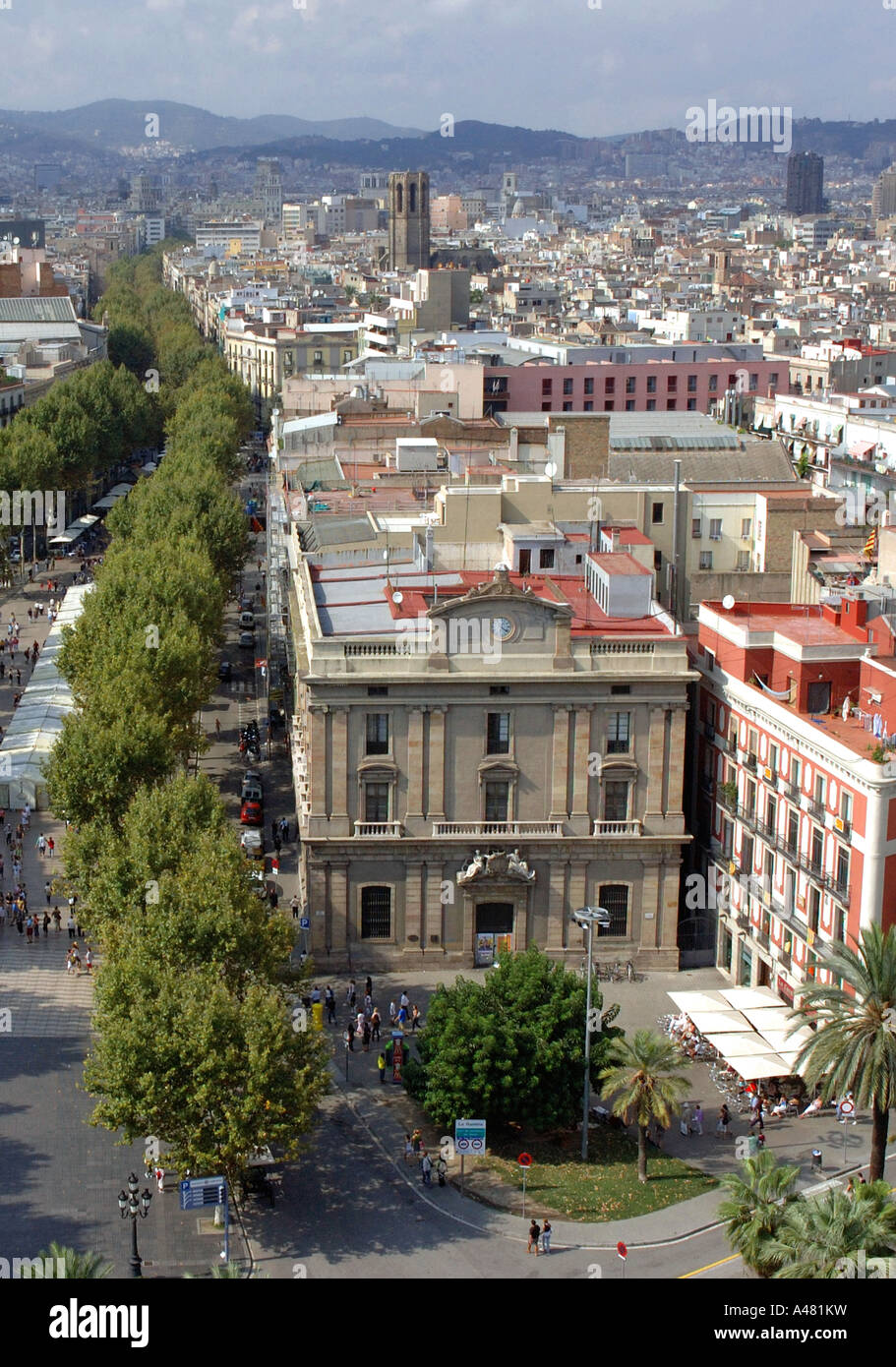 Vue panoramique sur la Plaça del Portal de la Pau Barça Barcelone Catalogne Catalunya Barca Cataluña Costa Brava España Espagne Europe Banque D'Images