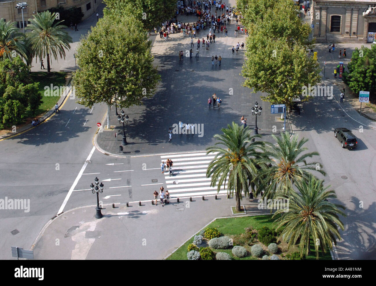 Vue panoramique de Las Ramblas Barcelona LA CATALOGNE CATALOGNE CATALOGNE Barça Barça Costa Brava España Espagne Europe Banque D'Images