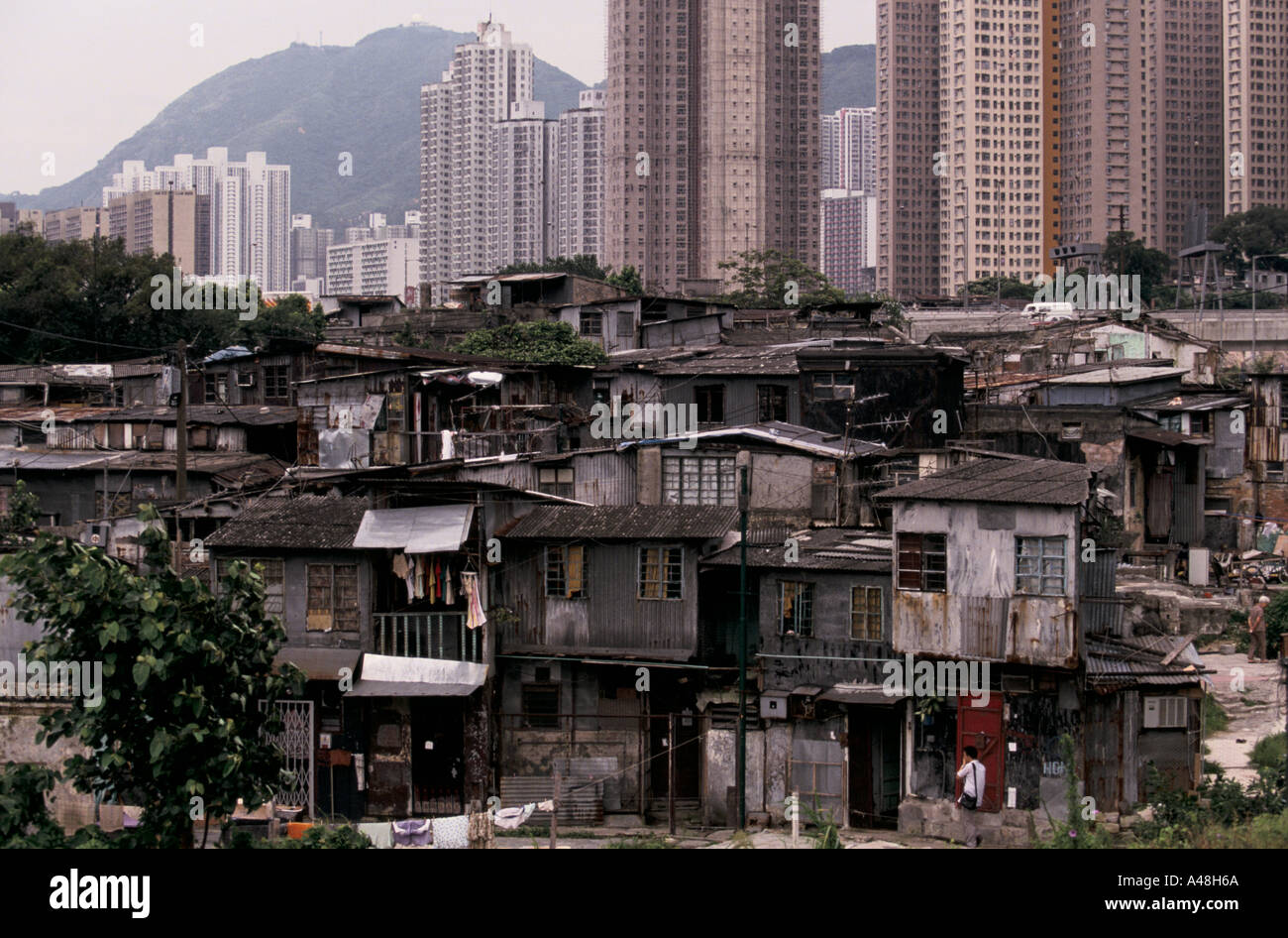 La vie de hong kong dans les pauvres des bidonvilles à Kowloon Banque D'Images