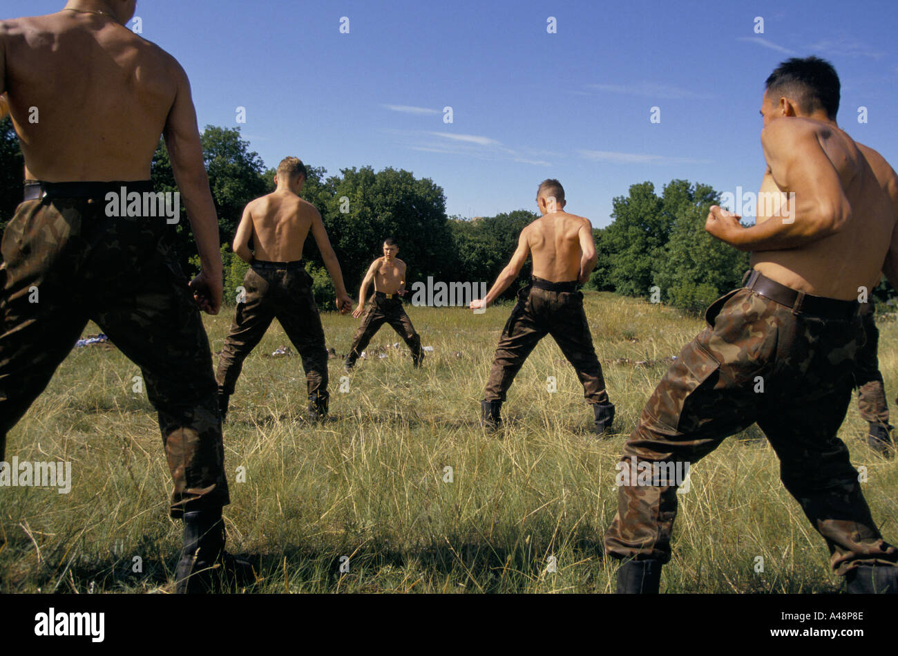 La Crimée le camp d'entraînement de la garde nationale ukrainienne juin 1994 Banque D'Images