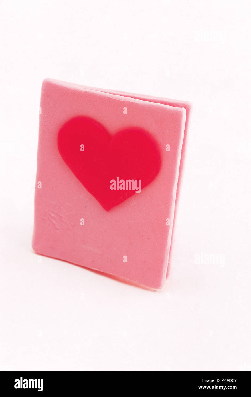 Close-up d'un coeur sur une carte de vœux Banque D'Images
