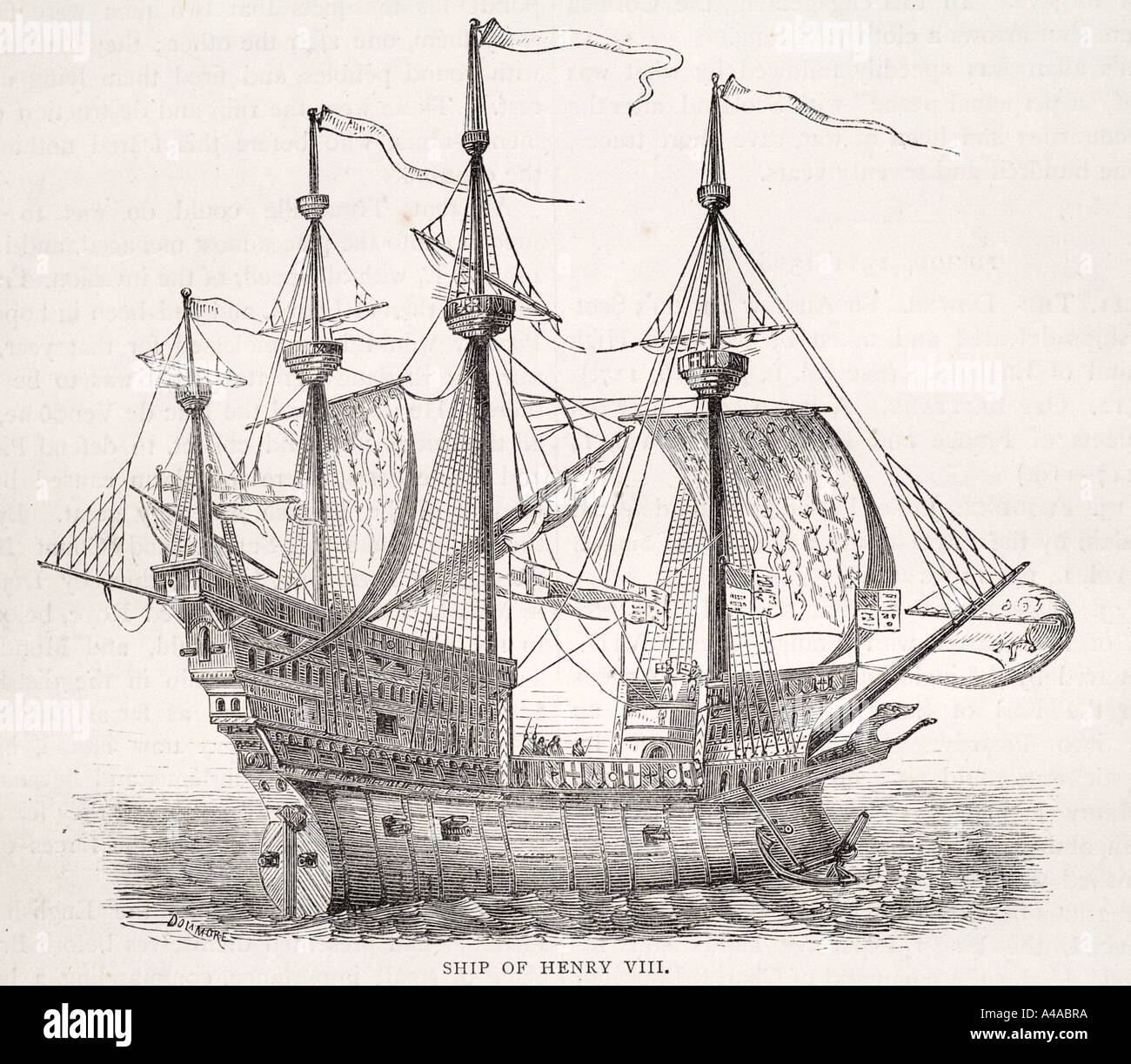 Henry VIII transport bateau voile marine 16ème siècle chêne bois galleon Banque D'Images
