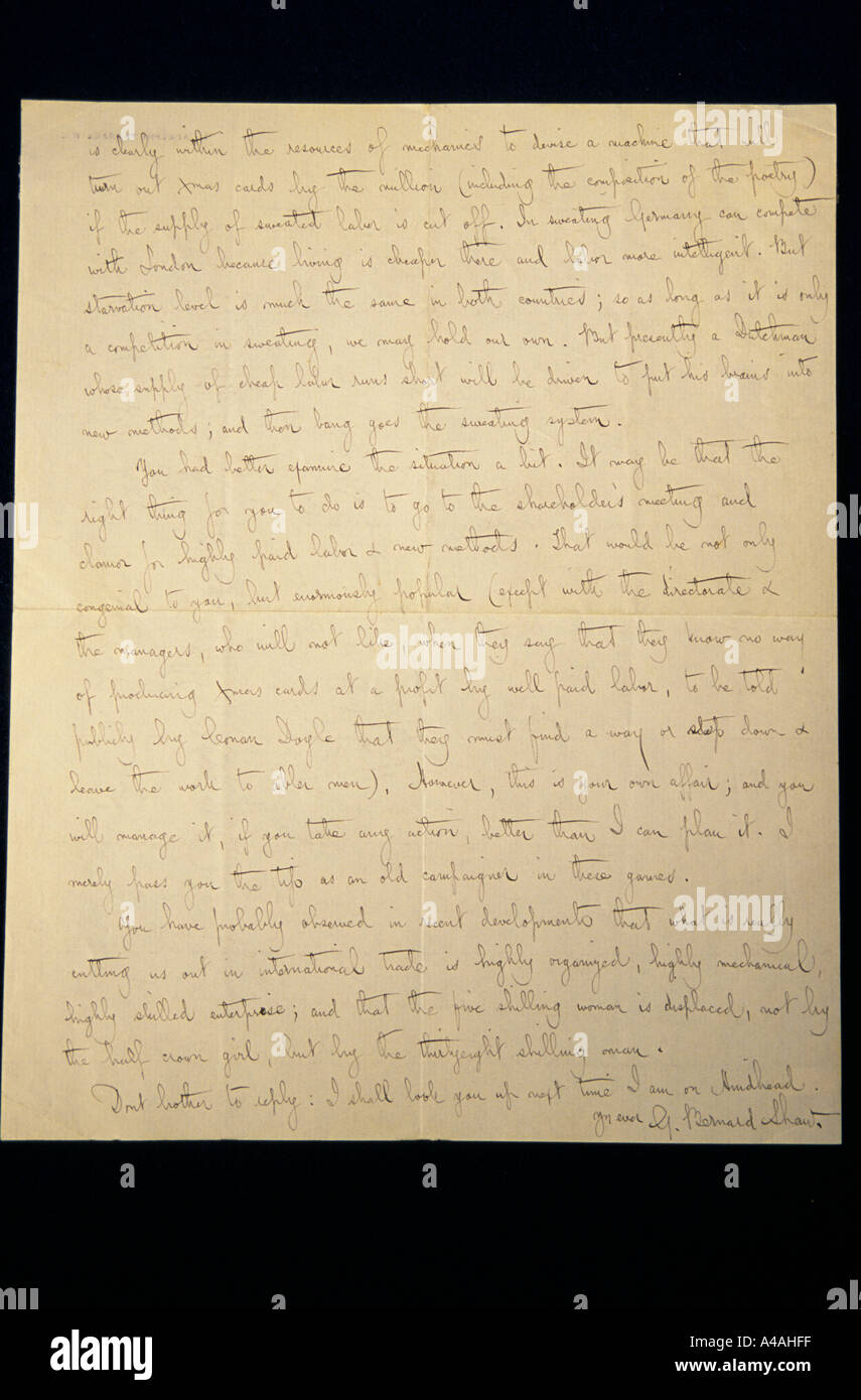 Les éléments de l'archive de Sir Arthur Conan Doyle - auteur une lettre de George Bernard Shaw - page 2 Banque D'Images