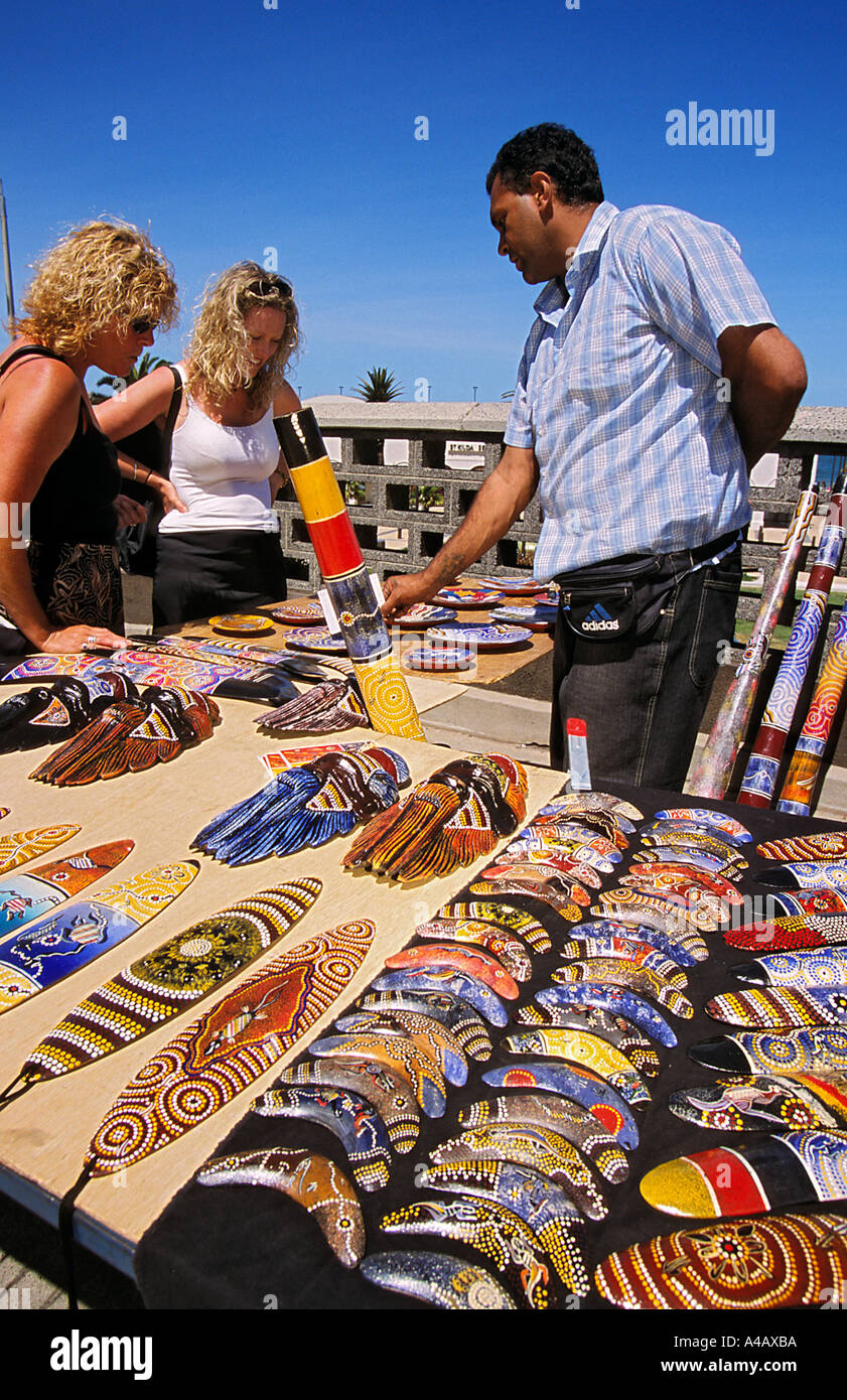 Artefacts autochtones vendeur Australie Banque D'Images