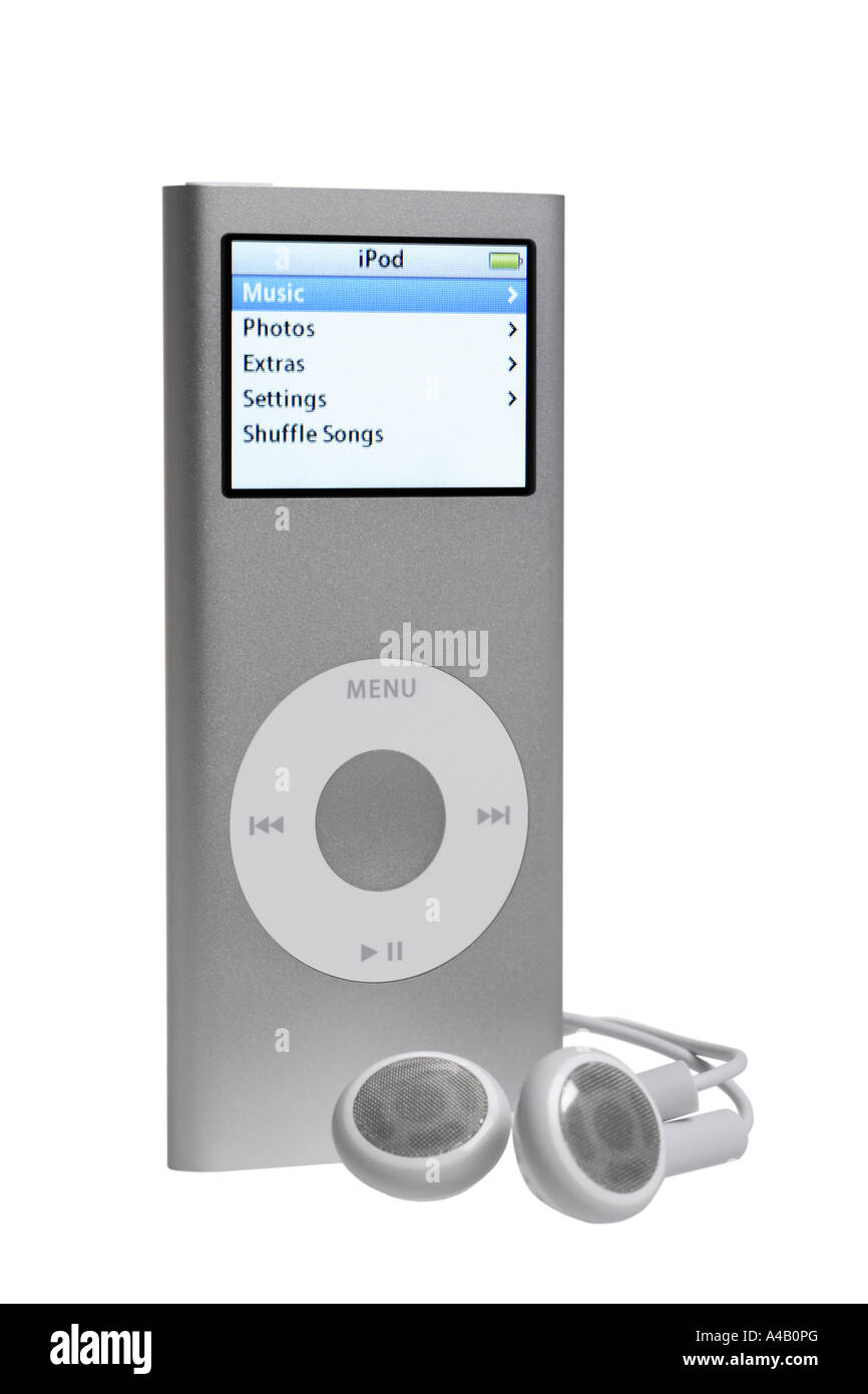 Les écouteurs ipod nano et découper sur fond blanc Banque D'Images