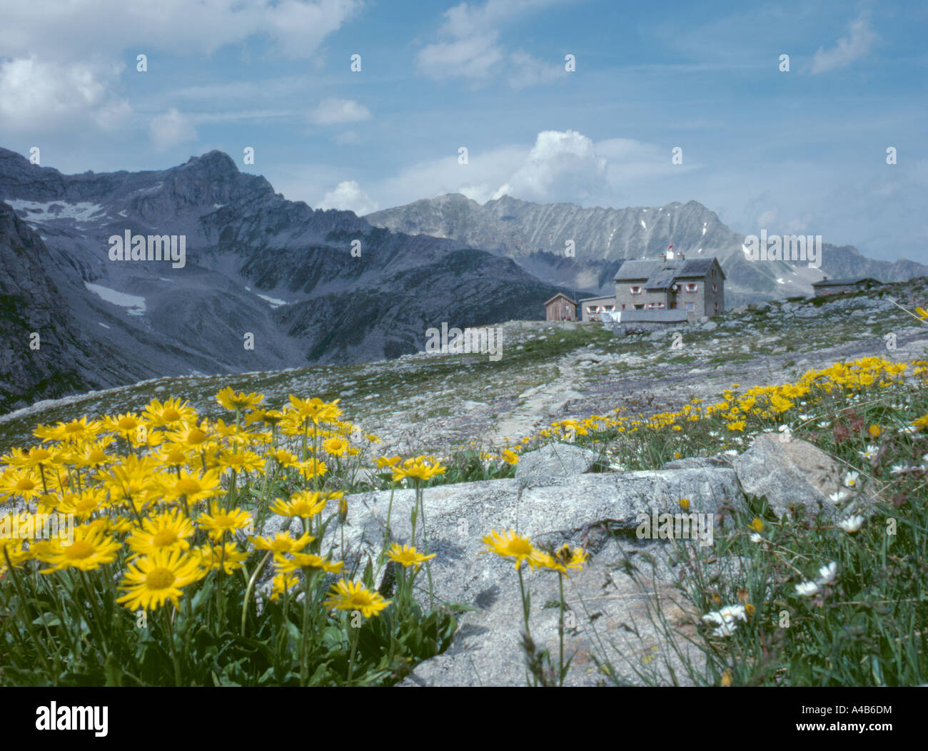 Richter cabane dans les Alpes de Zillertal, Autriche. Banque D'Images