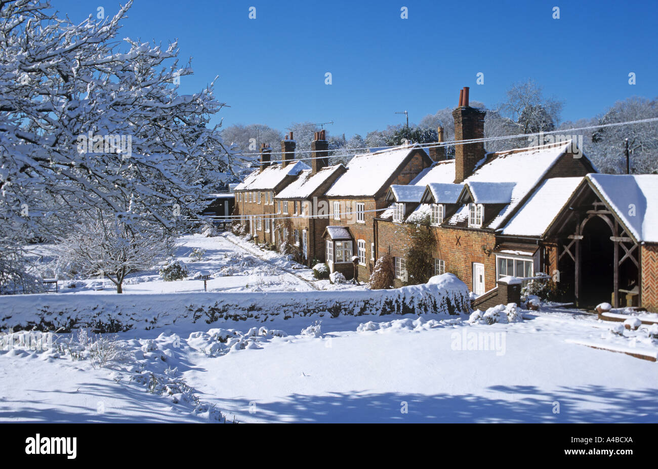 Anciens cottages dans le petit hameau de Ringshire dans le Hertfordshire Royaume-Uni Banque D'Images
