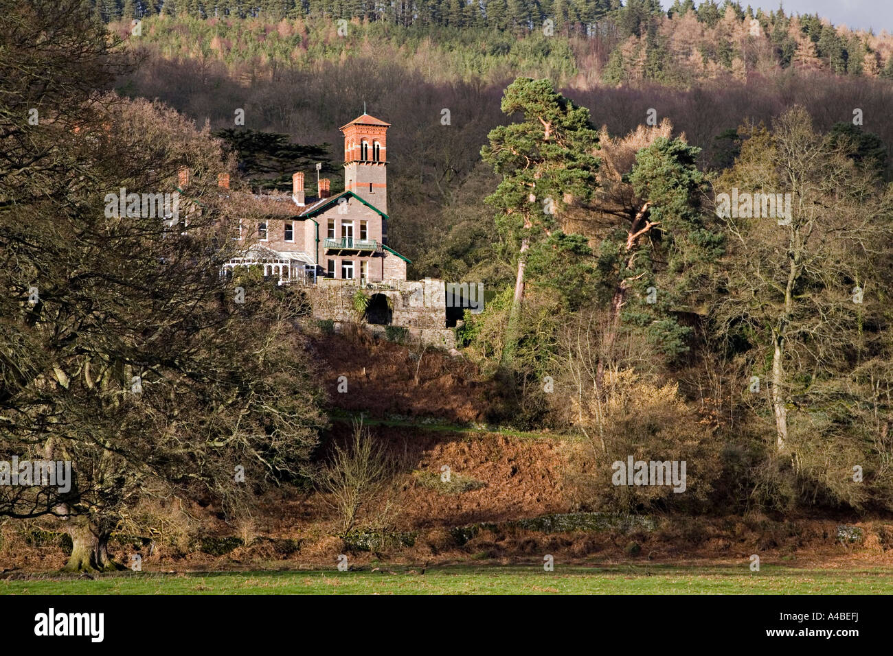 Maison de campagne victorienne maintenant un hôtel situé dans les arbres Gliffaes Galles UK Banque D'Images