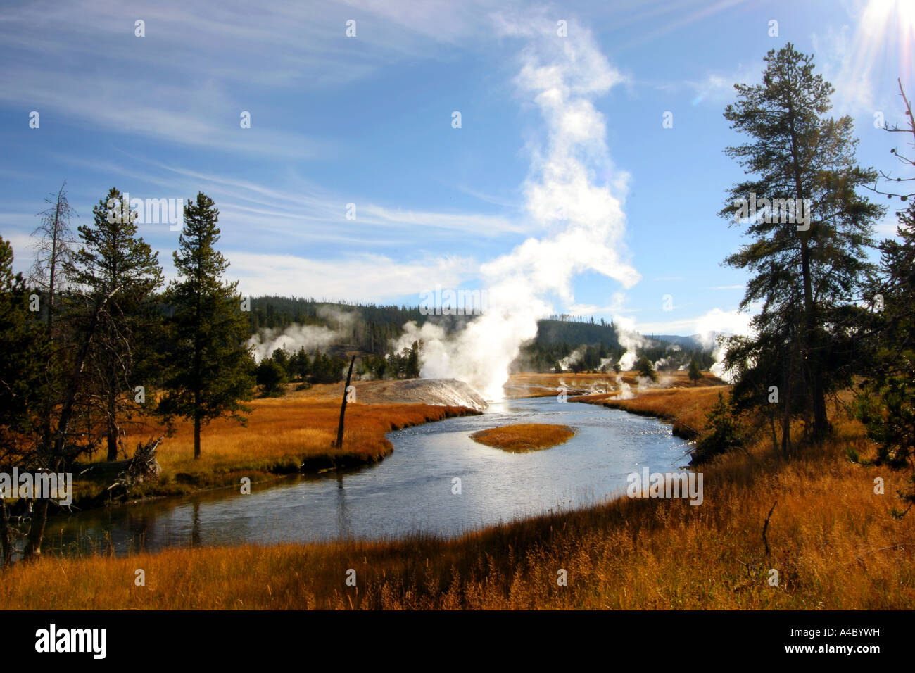 Riverside geyser, le parc national de Yellowstone, Wyoming Banque D'Images