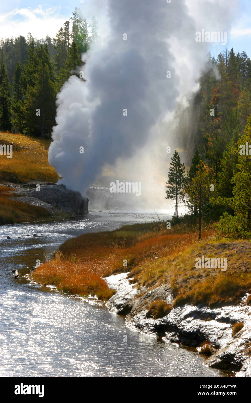 Riverside geyser, le parc national de Yellowstone, Wyoming Banque D'Images