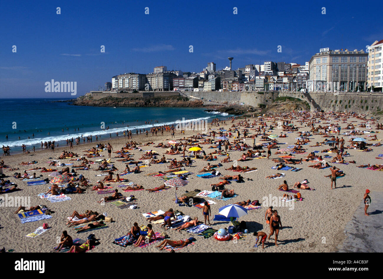La plage de La Corogne, Galice, Espagne Banque D'Images