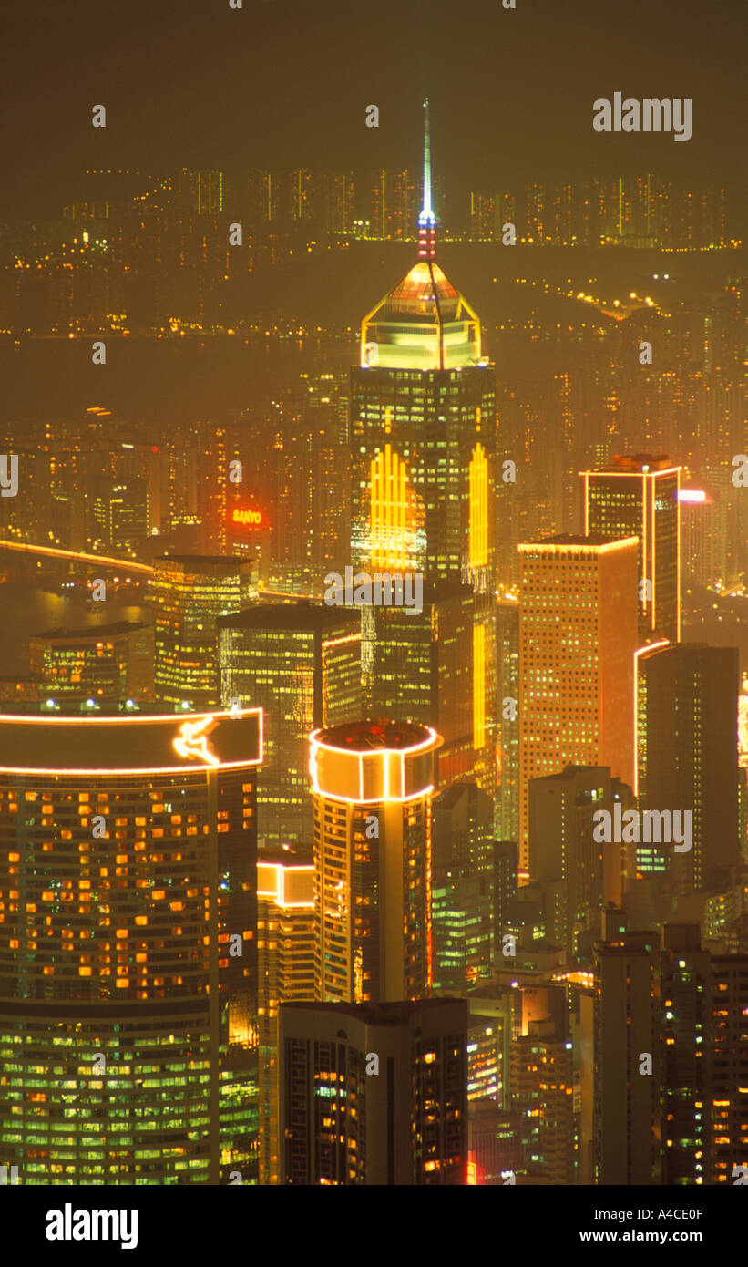 Le port de nuit depuis Victoria Peak Hong Kong Chine Banque D'Images