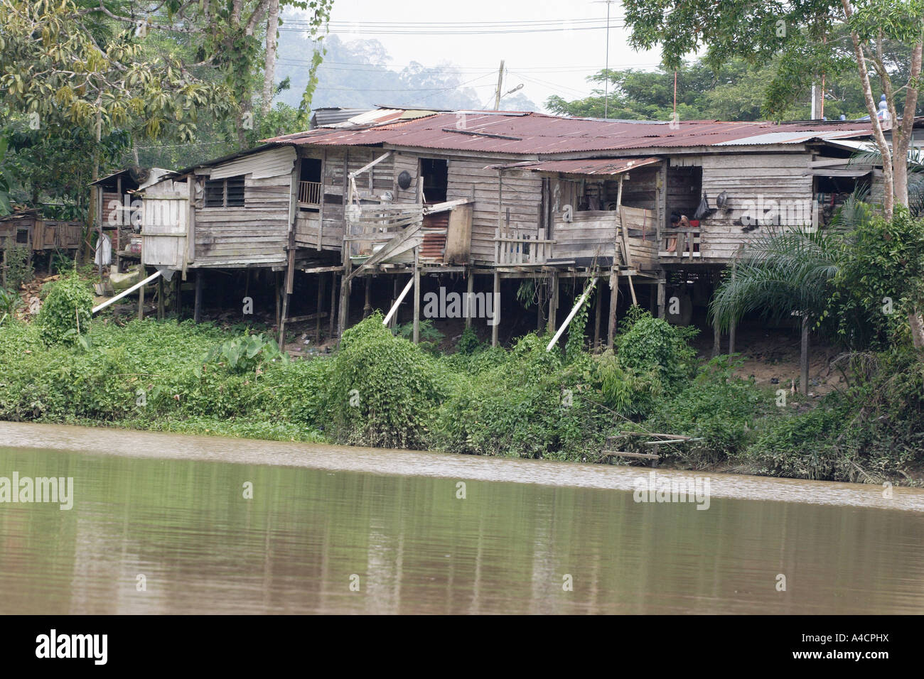 Iban Longhouse, Sarawak Bornéo Malaisien Banque D'Images