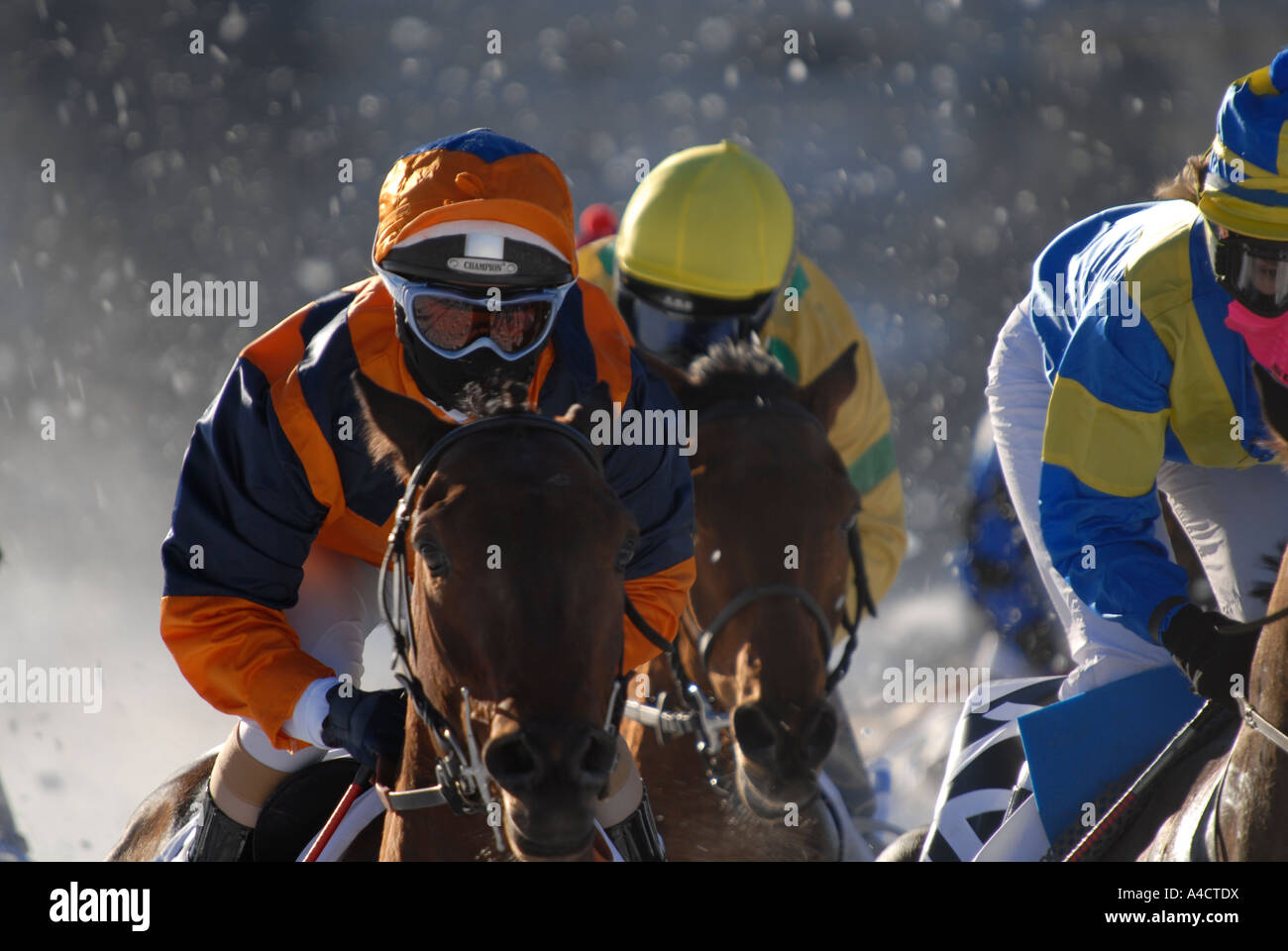 WHITE TURF LES COURSES DE CHEVAUX SUR LA GLACE ST MORTIZ SUISSE 4ème Février 2007 Banque D'Images