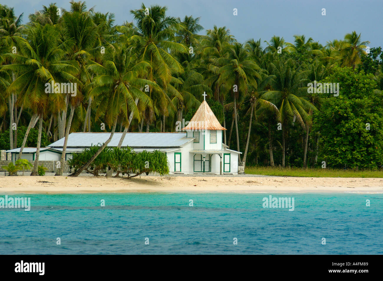 L'église communautaire de l'île de l'atoll Majikin Namu Marshall, Îles du Pacifique N Banque D'Images